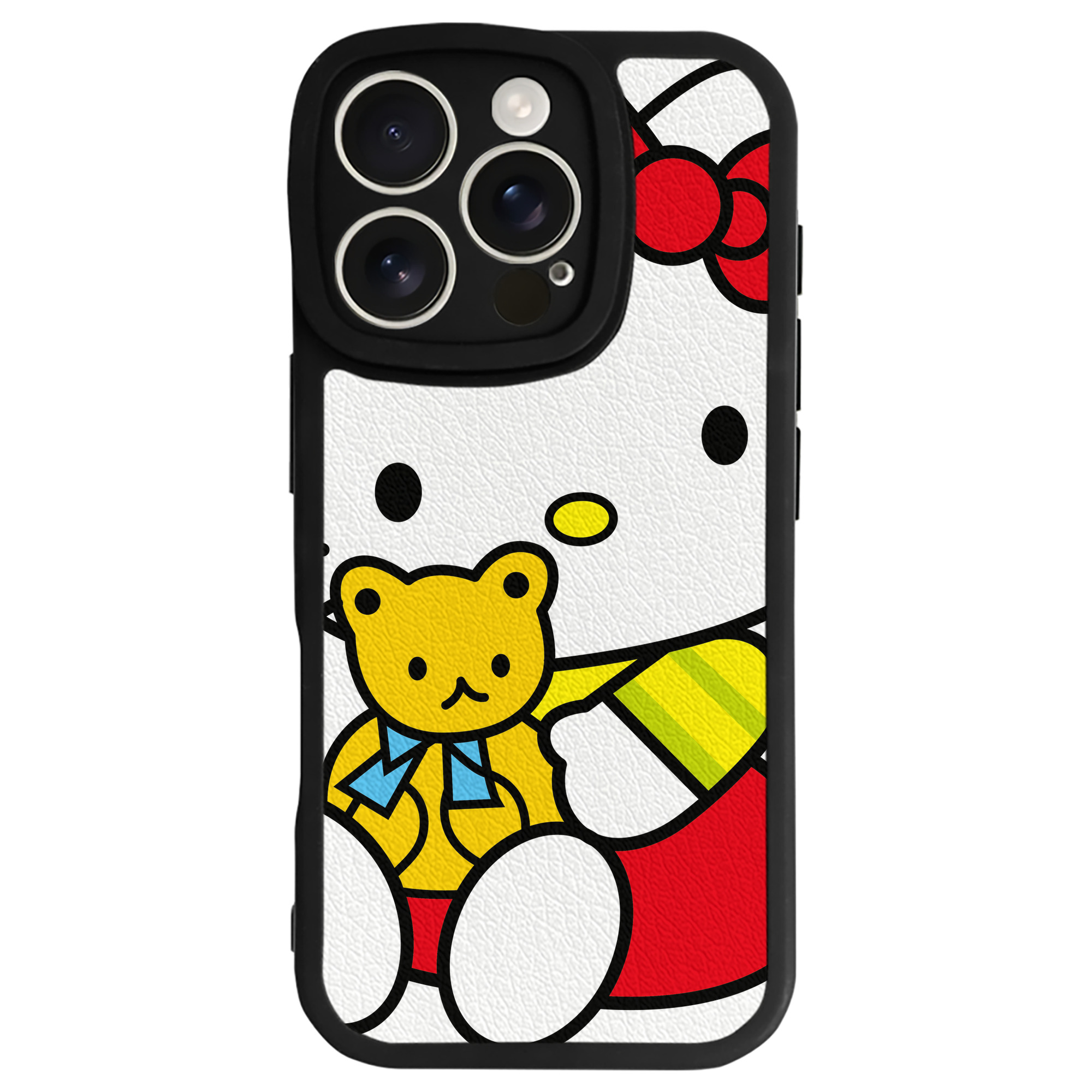 （画像用） Hello Kitty ハローキティ 【iPhone 16シリーズ対応】シリコンスマホケース（レザー調） 材質：シリコン